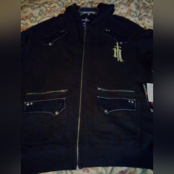 Nostic Gothic Graphic Embroidered Studded Hoodie Jacket Men's 3XL (?) Black NWT - Picture 2 of 12